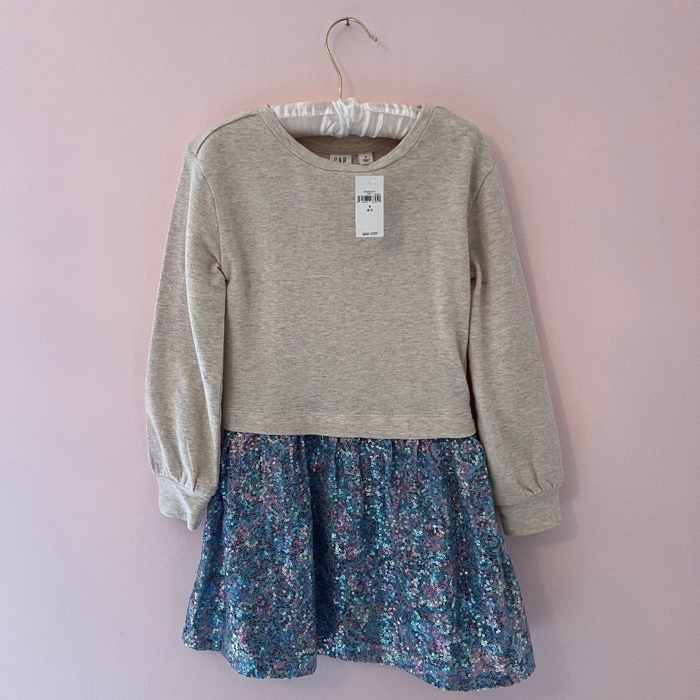 NWOT-GAP Kids Sequin Mixed Fabric Dress NEW!  Size S